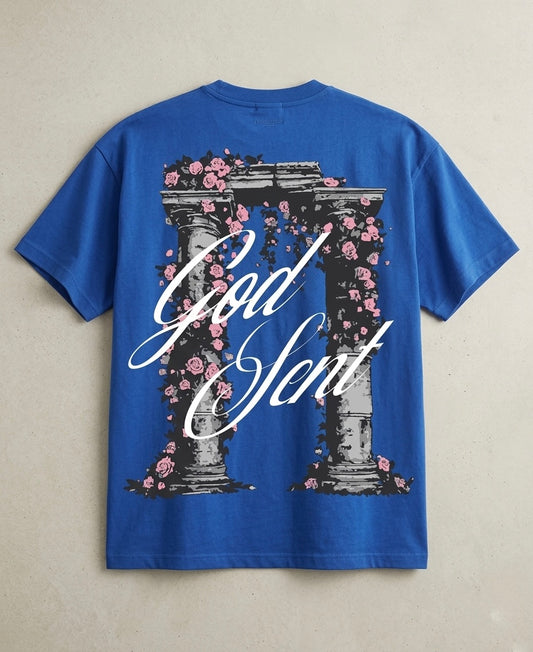 God Sent Oversized Graphic Tee – Cobalt Blue