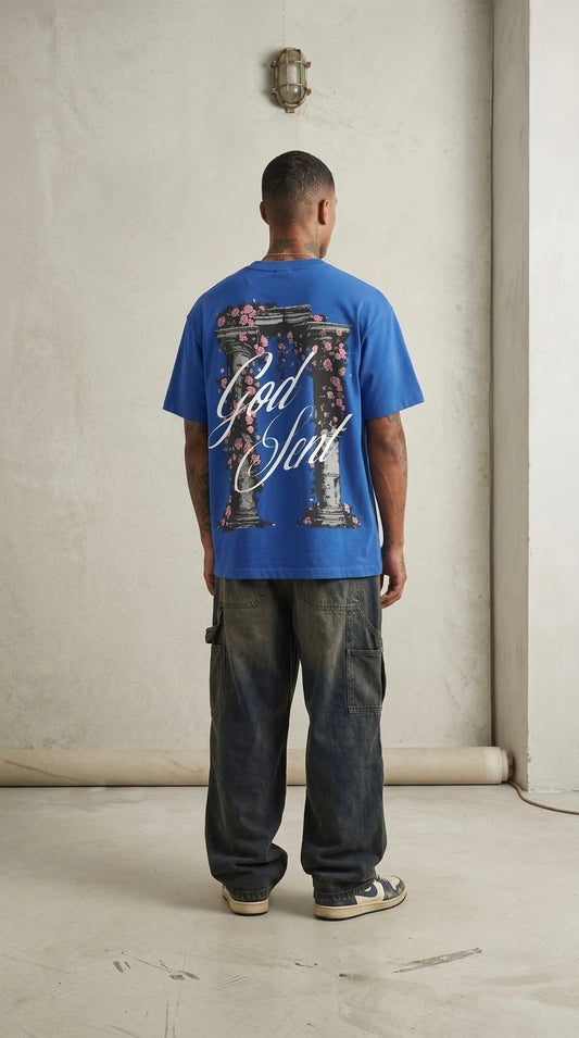 God Sent Oversized Graphic Tee – Cobalt Blue