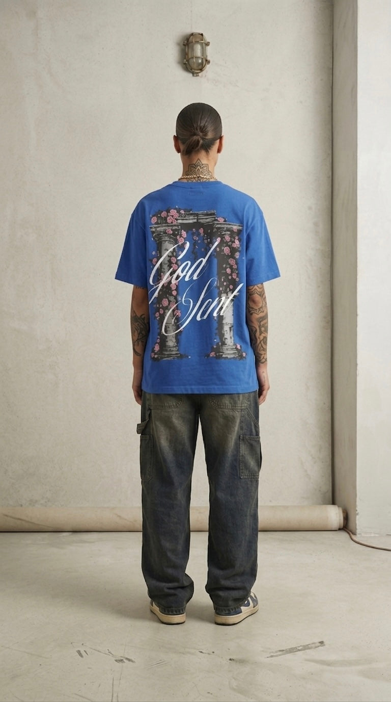God Sent Oversized Graphic Tee – Cobalt Blue